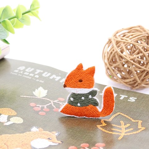 狐 きつね キツネ マフラー 刺繍ワッペン