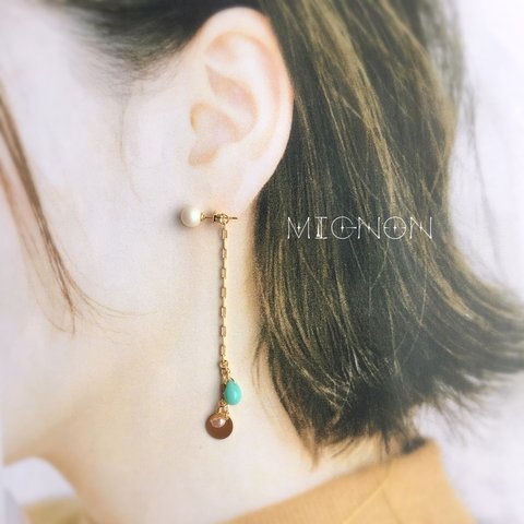 パールセントホワイト  ロングピアス