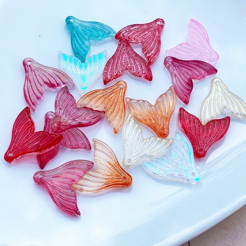 金魚の尾ガラスチャーム（人魚/魚）18個