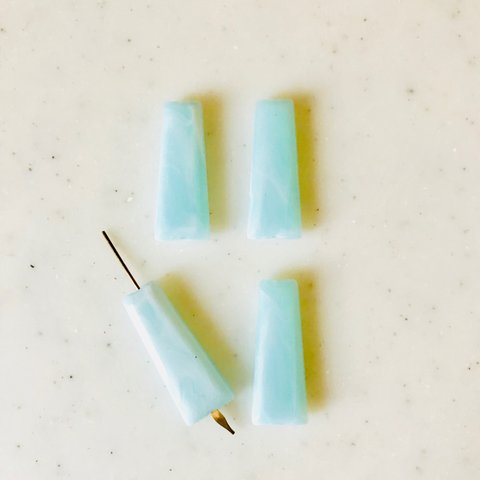 Sky Blue Marble Trapezoid Flat Beads 