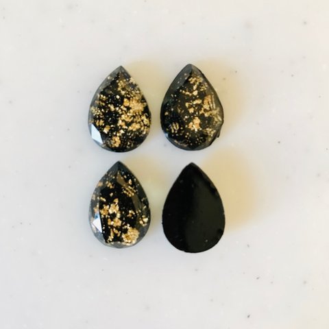 Black Gold Flake Faceted Drop Cabochons