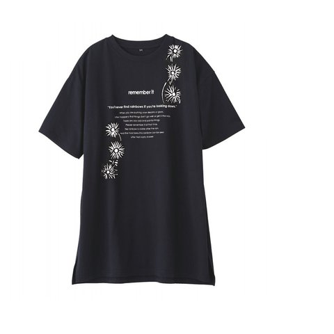 フラワー柄　レディースロングTシャツ　大きいサイズtシャツ【S～4L】