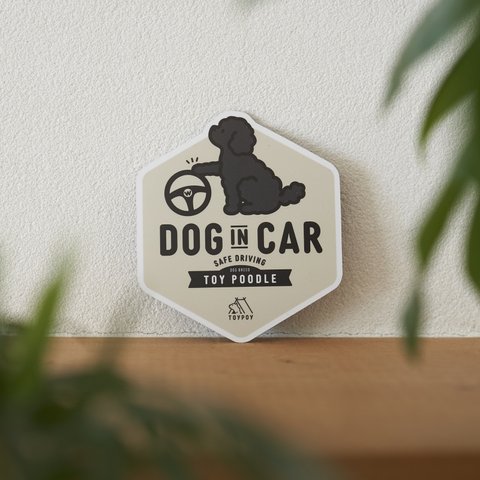 【トイプードルC】DOG IN CAR マグネットステッカー