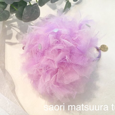 tulle  bonbonのヘアゴム(紫陽花パープル)