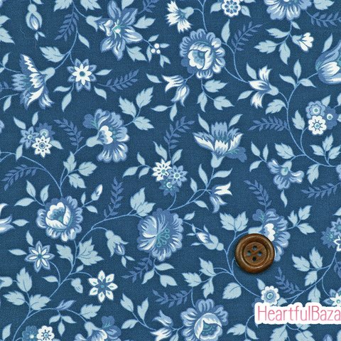 USAコットン(110×50) moda Blueberry Delight ブルーベリーの庭 ネイビー 生地 布