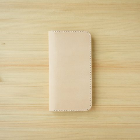 牛革 iPhone12 mini カバー  ヌメ革  レザーケース  手帳型  ナチュラルカラー 