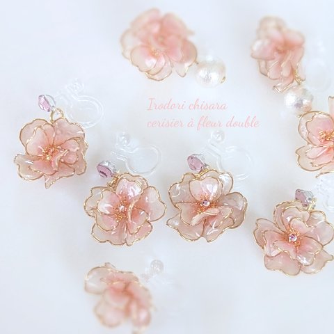 揺れる八重桜❀ノンホールピアス