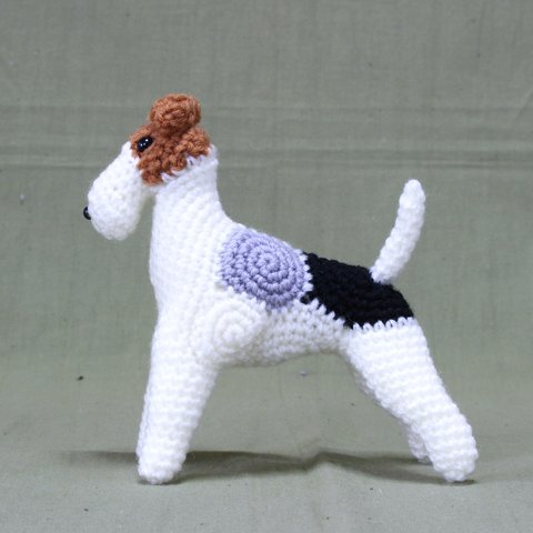 ワイアーフォックステリアのあみぐるみ編み図 Wire Fox Terrier amigurumi pattern 