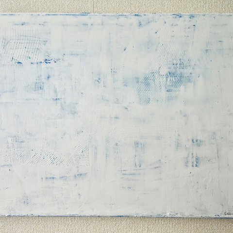WHITE-M//キャンバスアート アクリル 絵画 抽象画 インテリア モダンアート 白 ホワイト  シンプル おしゃれ ブルー