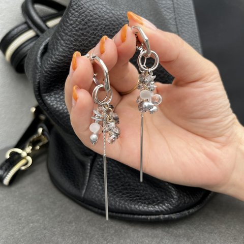 組み合わせ自由♢シルバーカラー×チェコドロップ♢earring or pierce  