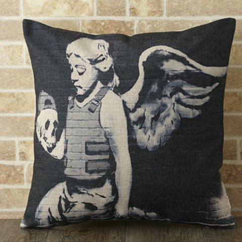 スカルエンジェル Banksy デザイン jubileecushionba019