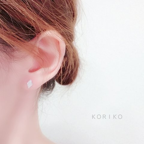 シルバー×ひし形デザインピアス/イヤリング＊小ぶり＊