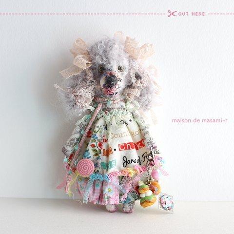 プードル シルバーのミニぬいぐるみ 13cm バックチャーム付き Poodle Silver