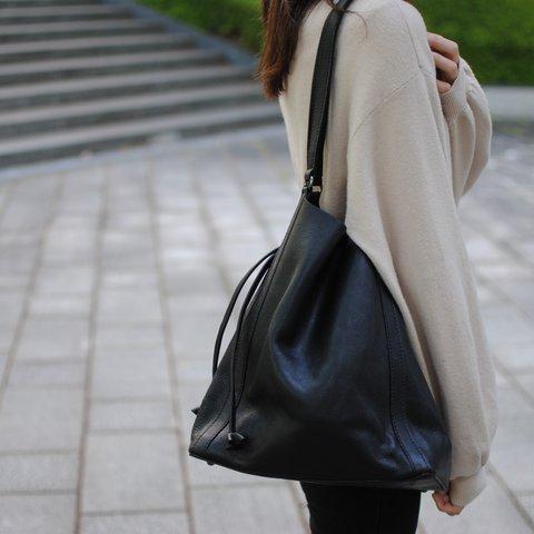 MahL+81　LongBucketBag 本革　トートバッグ　バケットバッグ　巾着型　7M6-1012P