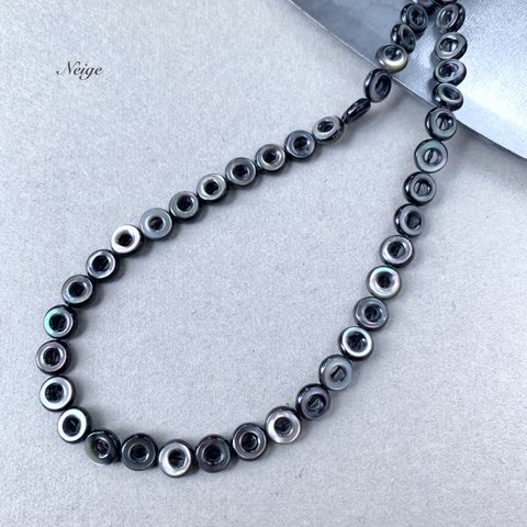 ブラックシェル（黒蝶貝）AAA　ドーナツ8×8×3mm 天然石パーツ