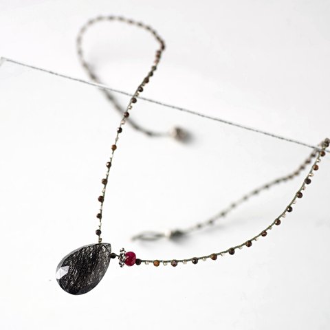 -Tourmaline quartz・Ruby- braid pendant