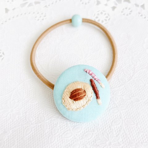 スイーツ 刺繍ヘアゴム【クッキー】