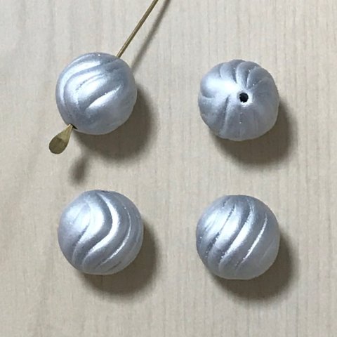 VINTAGE MATTE SILVER TWIST CURVE WAVE ROUND BEADS