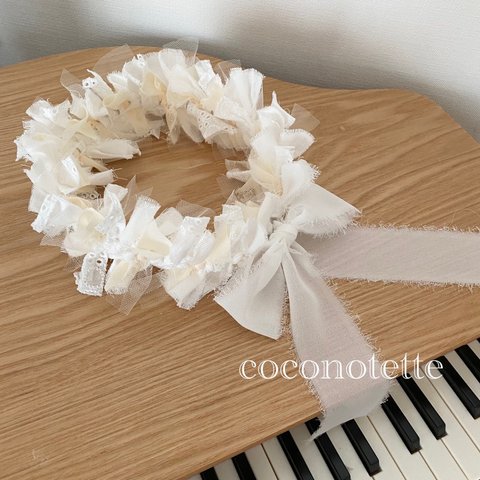 White Angel♡リボンクラウン white   花かんむり 花冠 ハーフバースデー 誕生日 セレモニーフォト