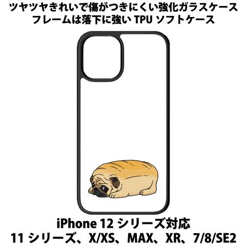 送料無料 iPhone13シリーズ対応 背面強化ガラスケース パグパン