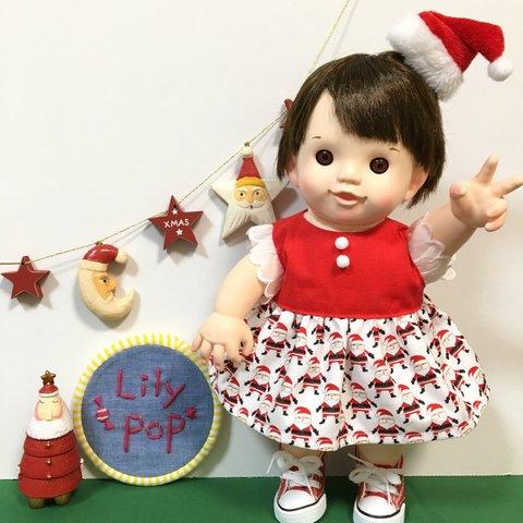 クリスマスワンピース☆(WH)　ぽぽちゃん　服　USAコットン