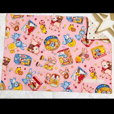 ランチョンマット☆25×35cm ピンク【ときめきフレンズ・バンビ・うさぎ】 ★RM.168｜通園通学用のかわいい巾着袋や入園オーダーHoshizora☆ほしぞら