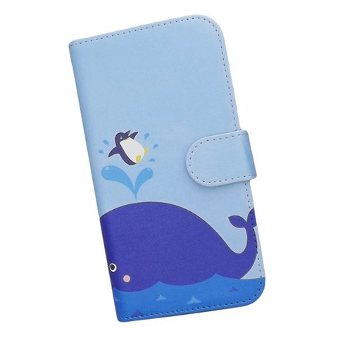 手帳型 スマホケース 全機種対応  クジラ ペンギン 海 空  103