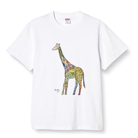 カラフルパターンアートＴシャツ『キリン』 Giraffe