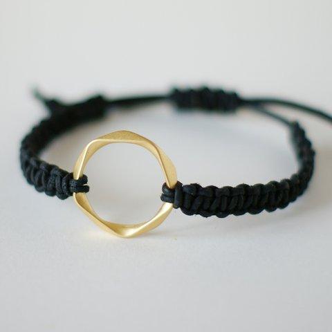 再販：レザーブレスレット*black×gold