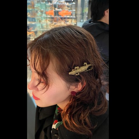 alligator ワニ ヘアアクセサリー バレッタ 大ぶり 個性的