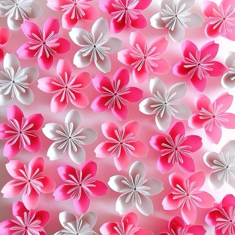 立体の桜の花30個 壁面飾り 折り紙