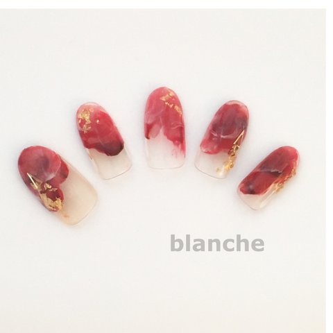  blanche★レッドネイル