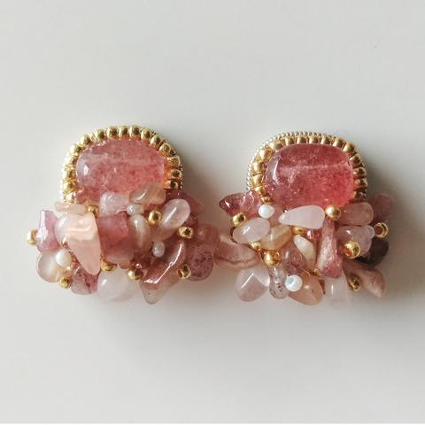 Strawberry quartz+ns ＊【 Rose Quartz / Strawberry quartz / Inca Rose / Pink tourmaline/ Moon stone 】