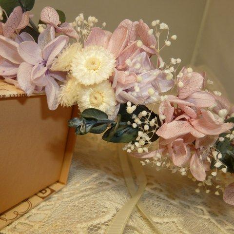 ピンクパープルの可憐な花冠（受注製作）