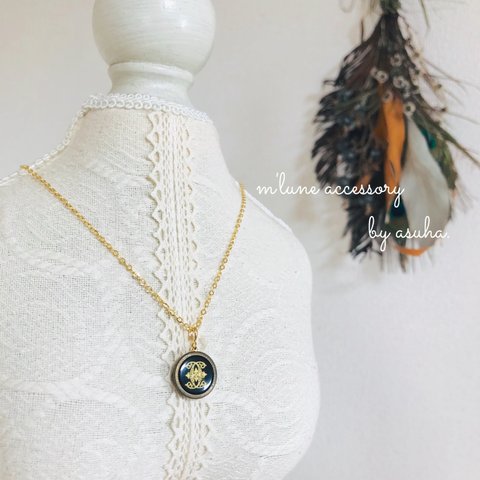vintage button necklace / チェーン K16gp