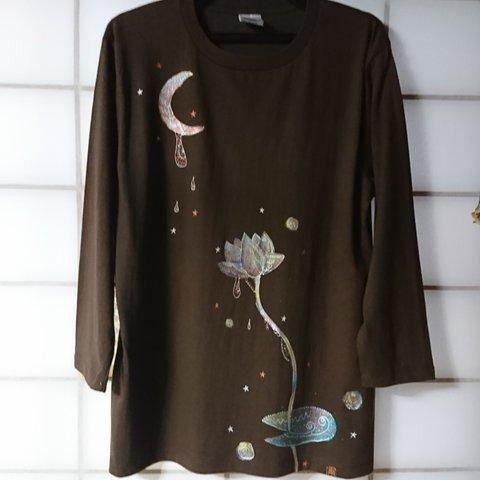 売り切れ手描き☆月星夜の蓮シャツ♪