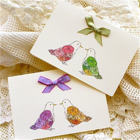 GREETING CARD ROSE DOVE 2PC SET