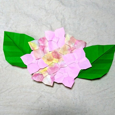 紫陽花(うすピンク )・２個セット・折り紙・６月・壁面【★送料無料★】