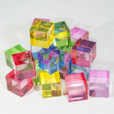 キューブ【飾って遊べる】クリスタルアクリルキューブ　5色×4セット
