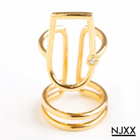 NJXX ネイルリング NAIL TYPE.2 天然ダイヤモンド 0.01ct / K18 ゴールドコーティング シルバー925 K18GP SV NAIL RING