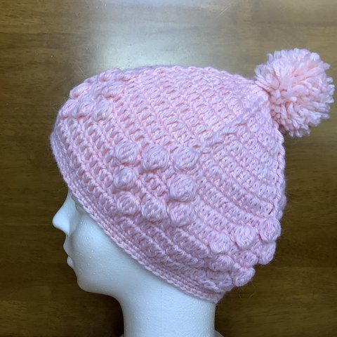 ピンクのポコポコ　ニット帽