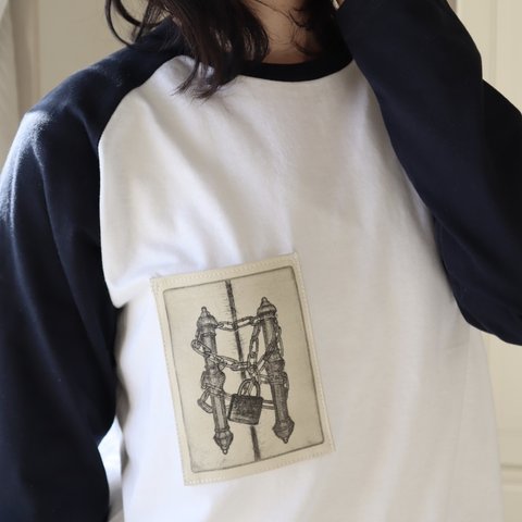 Art Tshirts-アートラグラン長袖Tシャツー銅版版画ー「鎖」　