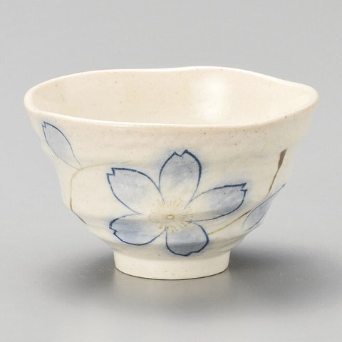 【お稽古・贈り物・初心者・新品】 美濃焼白釉桜紋茶碗 紙箱 【2個セット】サイズ:約11.7×7.4cm／重量:約346g／容量:約560ml