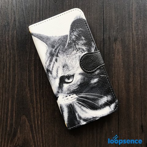 【受注生産】猫フォトデザイン。オリジナル手帳型スマホケースNo.24