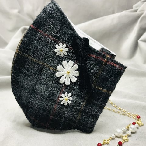 ☆セット価格☆ ＊Spring＊ベロアリボンとお花のマスクとパールのマスクチェーンセット