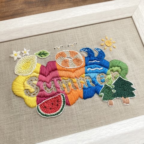 刺繍フレーム  summer ファブリックパネル