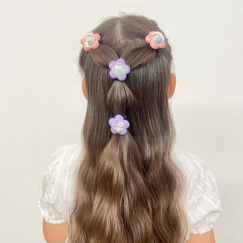 【2個】お花のシャカシャカヘアゴム♡ヘアピン♡発表会♡運動会