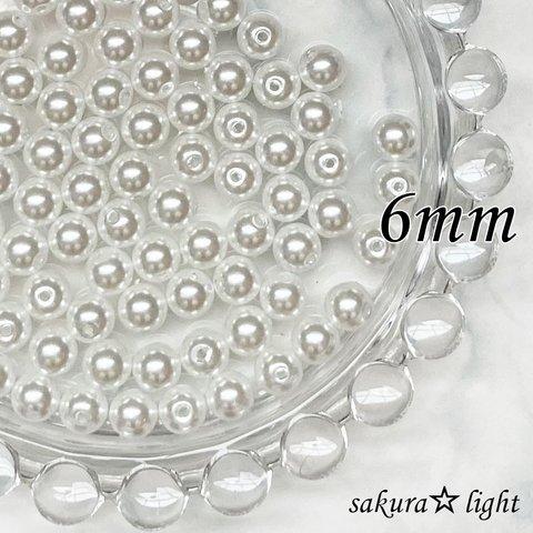 【80個】6mm ガラスパール ホワイト