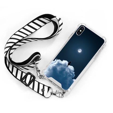 雲の上でお月見　スマホショルダーケース ストラップ付　iPhoneケース