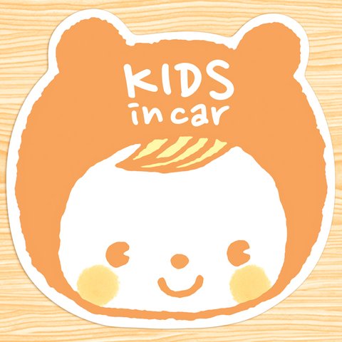 KIDS IN CAR マグネットステッカー(オレンジくまちゃん）